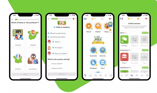 Duolingo có đa dạng chủ đề, bài tập luyện nghe nói cho bé