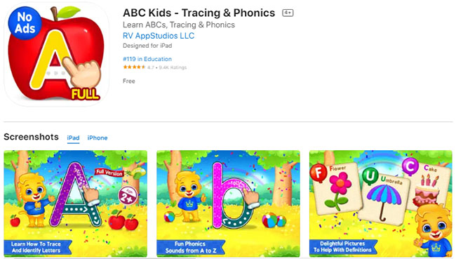 ABC Kids dành cho các bé bắt đầu làm quen tiếng Anh