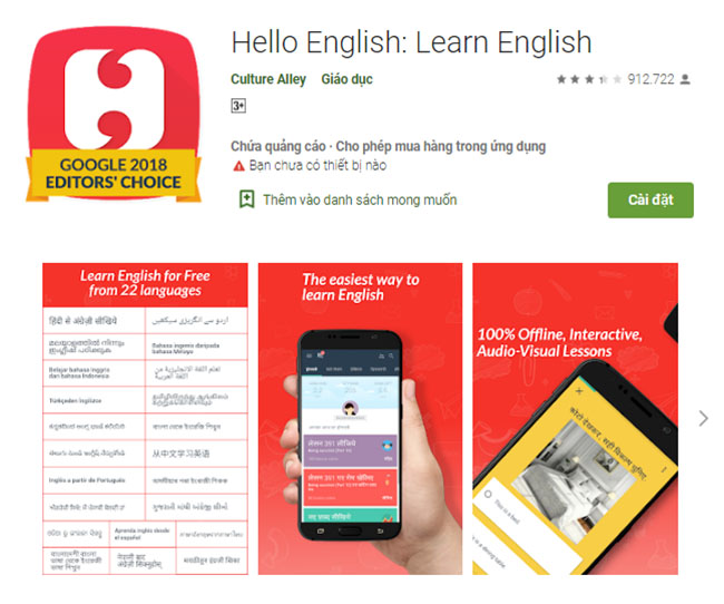App học phát âm tiếng Anh Hello English