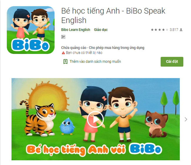 App học từ vựng tiếng Anh miễn phí BiBo Speak English