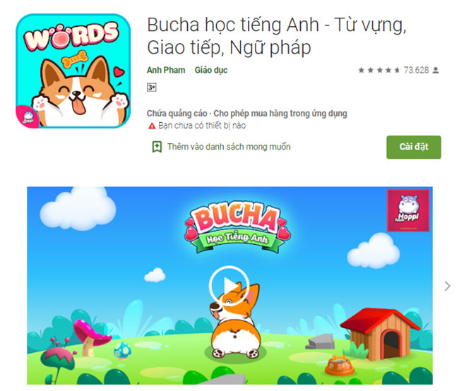 App học từ vựng tiếng Anh miễn phí Bucha