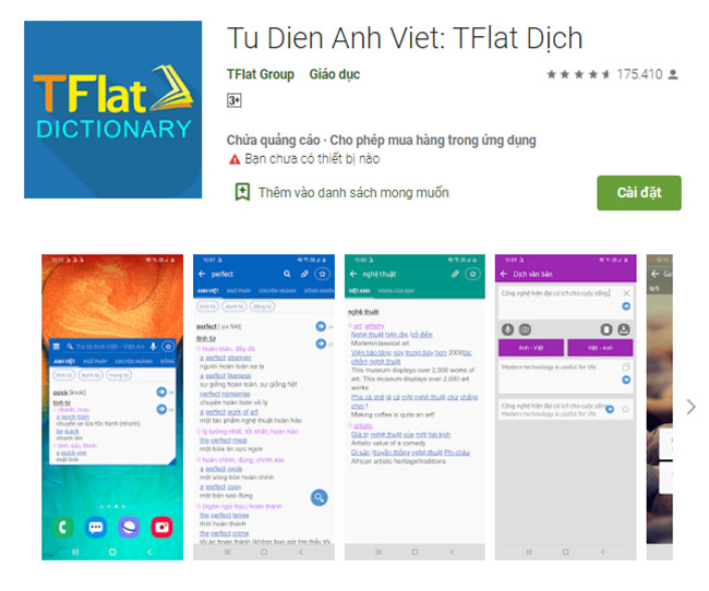 App học từ vựng tiếng Anh miễn phí TFlat