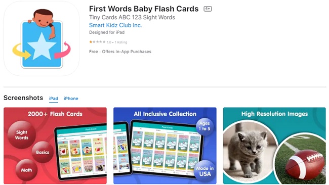 First Words Baby Flash Cards có tới 200.000 bộ thẻ học đa dạng chủ đề