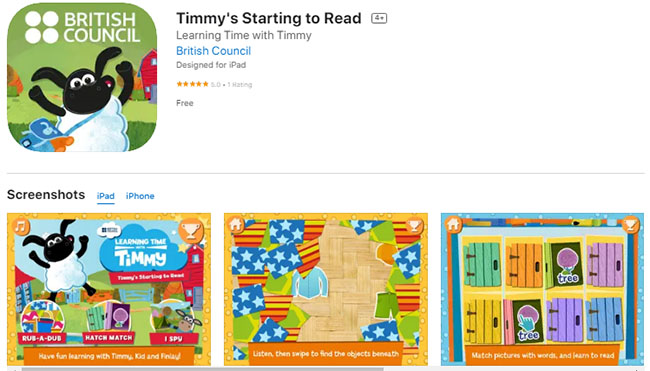 App luyện nghe nói tiếng anh Learning Time With Timmy