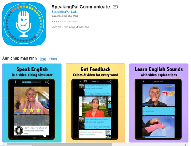 App luyện phát âm tiếng Anh SpeakingPal Communicate