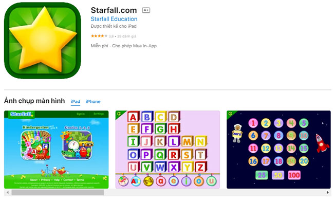 Phần mềm tiếng Anh lớp 3 Starfall Free có hơn 5 triệu lượt tải