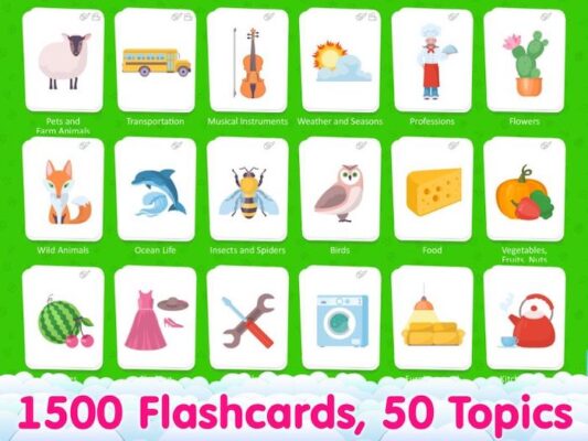 English Flashcard sở hữu hàng ngàn thẻ giúp bé mở rộng vốn từ