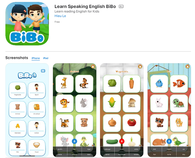 Với phương pháp học trực quan, Bibo speak English giúp trẻ dễ ghi nhớ kiến thức