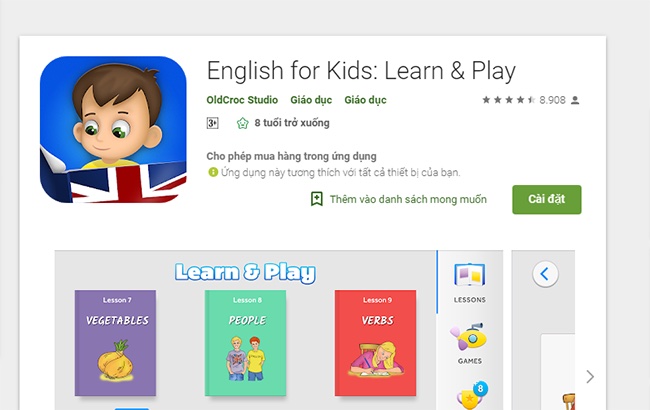 English for Kids - Learn & Play giúp bé tiếp nhận kiến thức một cách tự nhiên và dễ dàng nhất
