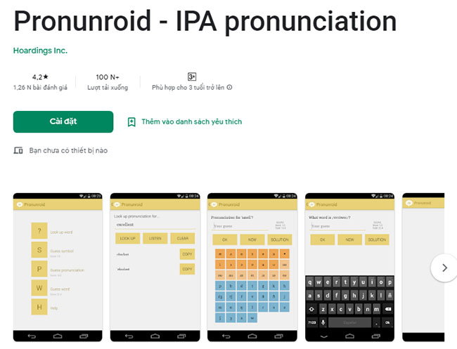 Pronunroid - IPA pronunciation cho phép trẻ có thể kiểm tra khả năng phát âm của mình thông qua việc tương tác