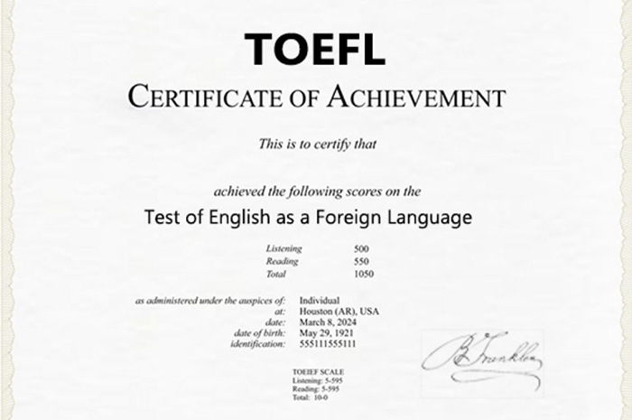Chứng chỉ tiếng Anh thông dụng TOEFL