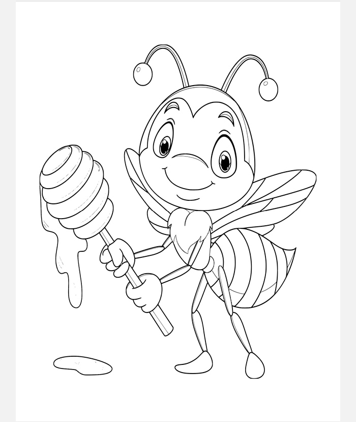 Tranh con ong lấy mật cho bé tô màu