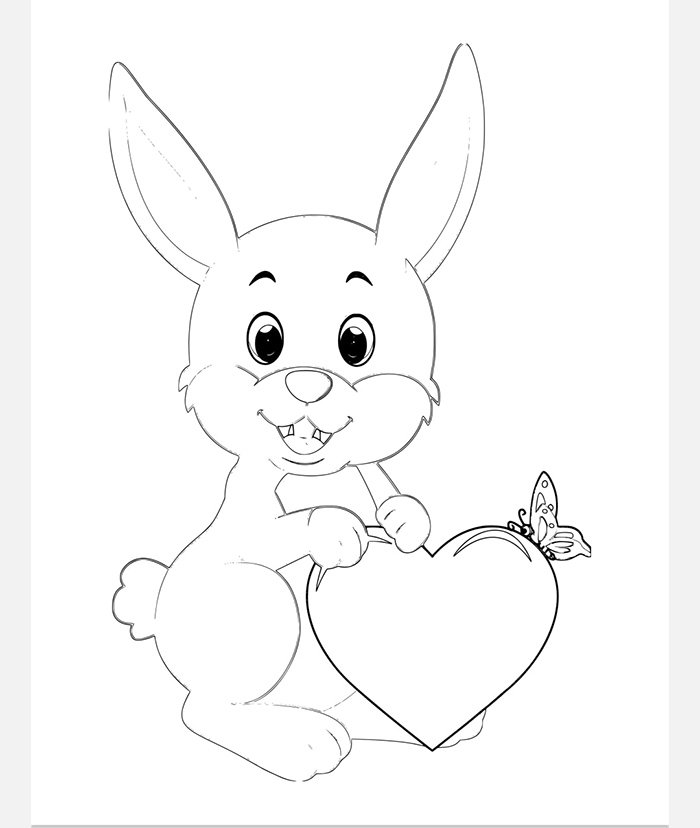 Hình con thỏ cùng trái tim