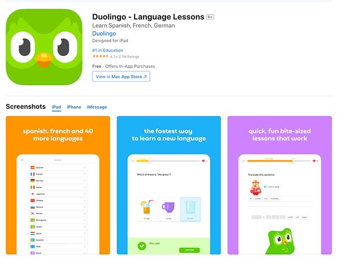 App học tiếng Anh miễn phí hiệu quả Duolingo