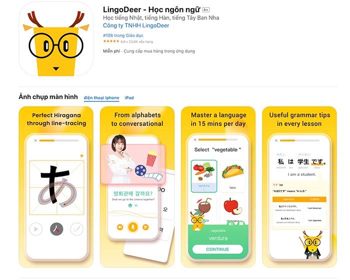 LingoDeer là phần mềm học tiếng Anh hoàn toàn miễn phí